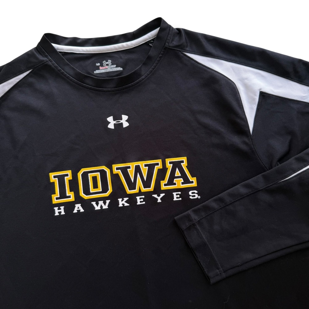 Under Armour MenS L Black Iowa Hawkeyes Long Sleeve HeatGear Shirt Football FLAW
